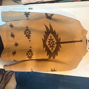 Cinch Tan and Brown Zip-Up Sweater